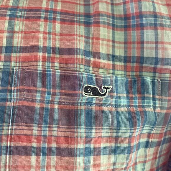 Vineyard Vines Extra Small Classic Fit Ticket Shirt Pink And Blue Plaid - Picture 2 of 5